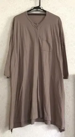 ミズイロインド　前開き　コットン　ワンピース　ベージュ　フリー