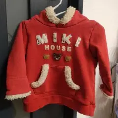 MIKI HOUSE 赤 フード付きトレーナー 90cm