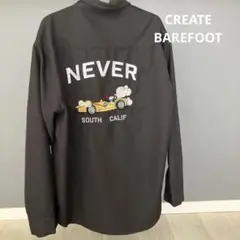 ブラック 刺繍入り長袖シャツ CREATE BAREFOOT