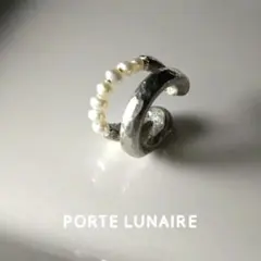 【人気デザイン】錫イヤーカフ　ゴツキラフープ＋ちっちゃな淡水ベビーパール○