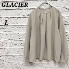 グラシア 【L】 バンドカラー長袖ブラウス プルオーバー フロントタック グレー