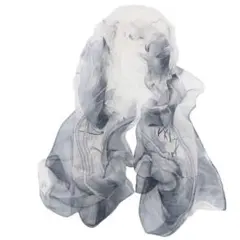 スカーフ　シルク　グレー　ブラック