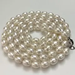 【テリ強】本真珠 ロングパールネックレス ホワイト 8.6-9.3mm 100g