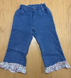 デニムフリルパンツ 100cm デニムワイドパンツ