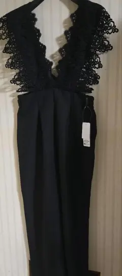 しまむら　RIVIETTA レース付き黒オールインワン 新品タグ付き