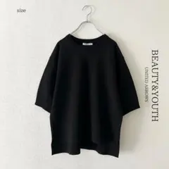 【ビューティアンドユース】プルオーバーニット　半袖　ブラック