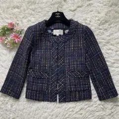 Ships シップス ツイードジャケット M ネイビー 紺 花柄