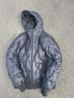 EDWIN フード付きブラックダウンジャケット キルティングジャケット ダウン