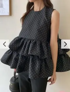 JACQUARD DOT TRIPLE FRILL TOPS