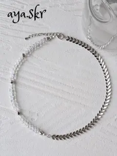 N52 デザインチェーン オーロラドロップビーズ シルバー ネックレス