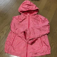 フード付きピンクチェックジャケット130