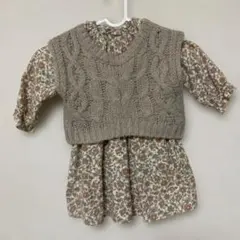 プティマイン　ワンピース　花柄　ニット　90 セット