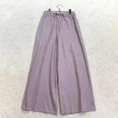 エニィファム【1】紫系 ワイドパンツ 麻 レーヨン ドローコード 春夏 薄手