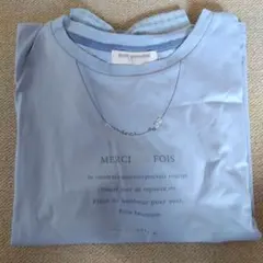 pom ponette 半袖Tシャツ　ライトブルー チェック柄　160cmのサムネイル
