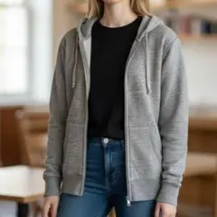 美品 ユニクロ UNIQLO パーカー S グレー ジップアップ スウェット