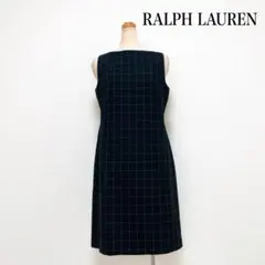 RALPH LAUREN チェックワンピース 黒 春秋 上品 美シルエット