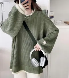 Java 重ね着風ローゲージ オーバーサイズ ニット