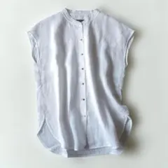 美品シップス テレデランカットオフカラーシャツ　リネン　シャツ38　麻のサムネイル