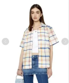 【新品タグ付】ディーゼル　DIESEL レディース 半袖チェックシャツ　トップスのサムネイル