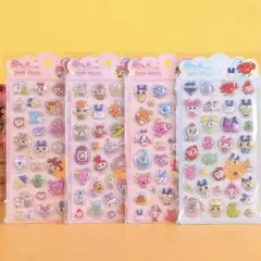 きゅん　ポップシール 4種セット　 ぷくぷくシール 3Dシール