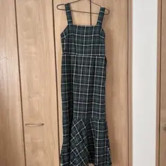 キャミワンピース グリーン系チェック