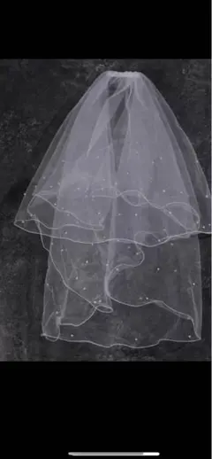 ウェディングベール 二層 パール付き