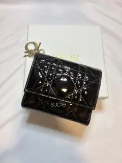 Dior ロータスウォレット パテントカーフスキン 三つ折り財布 ブラックのサムネイル