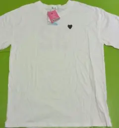 Helm x SAORI コラボ Tシャツ ホワイト ハート刺繍