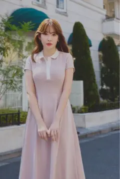 ハーリップトゥ 【rose】Short Sleeve Polo Dress M