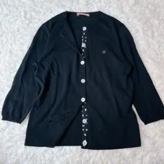 PS ポールスミス コットンカーディガン 七分袖 花柄 ワンポイント刺繍 ピンク