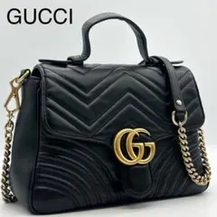 グッチ マーモント チェーン 2way ハンドバッグ ショルダーバッグ レザー