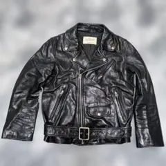 vintage】牛革 本革 カウハイドダブルライダースジャケット ブラック M