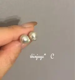 国産あこや真珠♡本物パールピアス♡雫パール♡アレルギー対応♡バロック♡結婚式♡