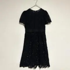 ヴィヴィアンタム タイトワンピース 花柄レース ミニ丈 ブラックのサムネイル