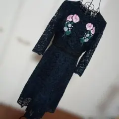 「ローズティアラ」総レースワンピース　刺繍入り