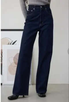 AZUL BY MOUSSYハイウエストワイドデニムⅣ ワンウォッシュ