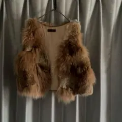 Karl Donoghueフェザー シャーリング ジレ ムートン×レザー ベスト