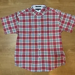 【TOMMY HILFIGER】トミーヒルフィガー 半袖チェックシャツ L