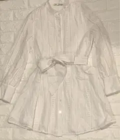 ZARA コットン　レース　リボンシャツ/ワンピース