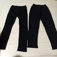 黒い裏起毛レギンス 2点セット