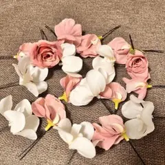 青みピンク系 造花 ヘッドドレス ヘアパーツ 髪飾り