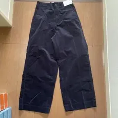 ワイドパンツ　ゴーデュロイ　ネイビー　S