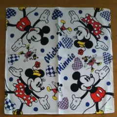 ミッキーマウス&ミニィ ハンカチ 新品 未使用品 レトロ 綿100％ ハート❤