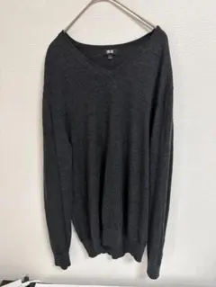 UNIQLO ユニクロ ヒートテック Vネック 長袖 L ダークグレー