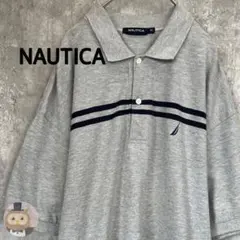 【状態◯】ノーティカ 半袖 ポロシャツ ボーダー 古着 メンズ ワンポイント