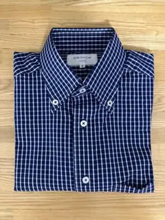 ORIHICA チェック柄 半袖シャツ ネイビー