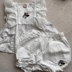 petit main ミニーマウス ノースリーブブラウス・かぼちゃパンツセット