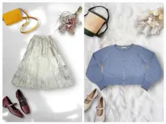 earthmusic& スカートカーディガンまとめ売り2点セットコーデ