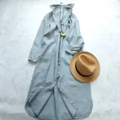 美品】IROFUSI イロフシ 綿テンセル カーディガン ブルーグレー 日本製