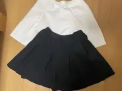 ユニクロドライスウェットミニスコート黒白プリーツスカートセット160キッズ